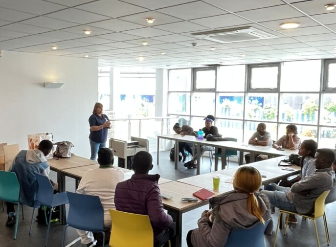 A trainer delivering our training programme to a classroom