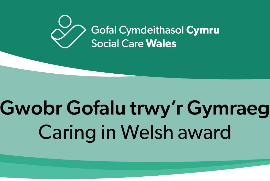 Caring in Welsh award graphic